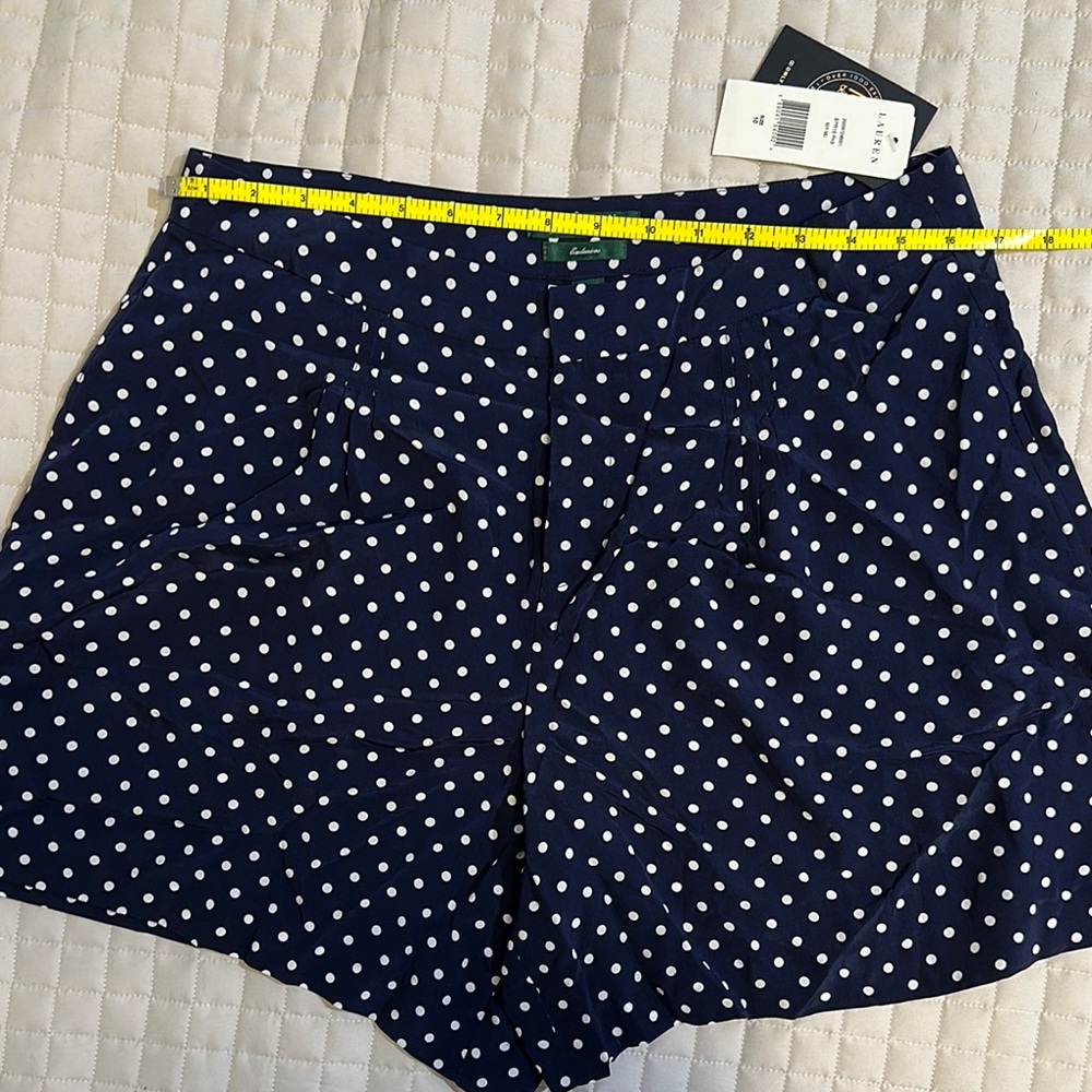 LAUREN Silk Ralph Lauren Exclusive Navy Polka Dot Women's Shorts